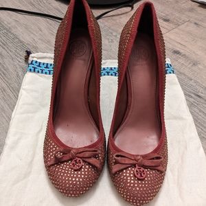 Tory Burch Dusty Rose Suede Heels